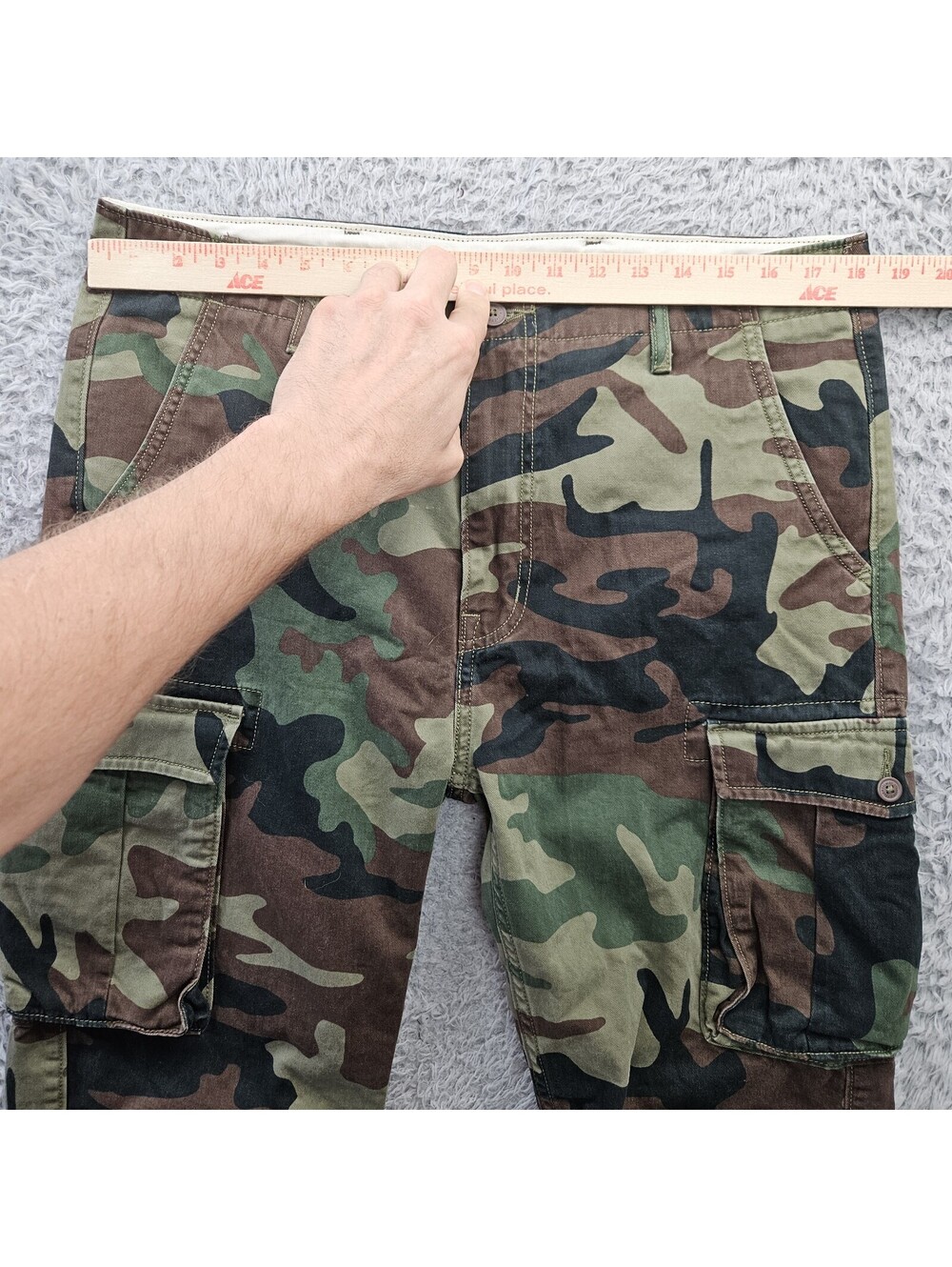 LEVI'S Camouflage Cargo Pants Men 34x32 (Fits 36x30) Cotton Stretch Army Hunting - Picture 5 of 12